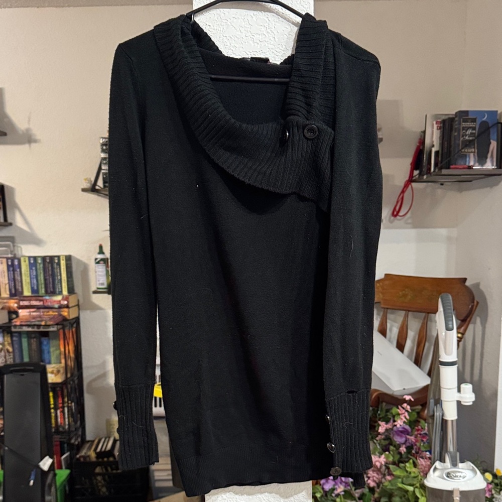 Say What? Black Cowl Neck Sweater